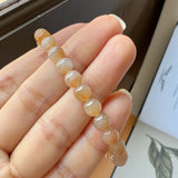 6.3mm A-Grade Natural Floral Osmanthus Jadeite Bead Bracelet No.190466