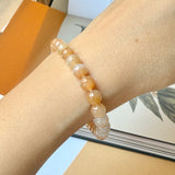 6.3mm A-Grade Natural Floral Osmanthus Jadeite Bead Bracelet No.190466