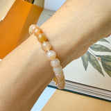 6.3mm A-Grade Natural Floral Osmanthus Jadeite Bead Bracelet No.190466