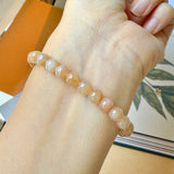 6.3mm A-Grade Natural Floral Osmanthus Jadeite Bead Bracelet No.190466