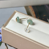 Icy A-Grade Natural Steel Blue Jadeite Donut Peranakan Tile Stud Earrings No. 180937