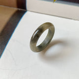 18.9mm A-Grade Natural Black Yellow Jadeite Ring Band No. 161759