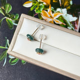 Icy A-Grade Natural Deep Indigo Jadeite Donut Peranakan Tile Stud Earrings No. 180939