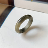 18.9mm A-Grade Natural Black Yellow Jadeite Ring Band No. 161759