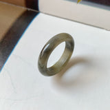 18.9mm A-Grade Natural Black Yellow Jadeite Ring Band No. 161759