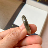 18.9mm A-Grade Natural Black Yellow Jadeite Ring Band No. 161759