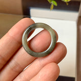 18.9mm A-Grade Natural Black Yellow Jadeite Ring Band No. 161759