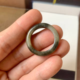 18.9mm A-Grade Natural Black Yellow Jadeite Ring Band No. 161759