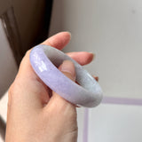 56.8mm A-Grade Natural Lavender Green Jadeite Modern Oval Bangle No.152061