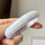 56.8mm A-Grade Natural Lavender Green Jadeite Modern Oval Bangle No.152061