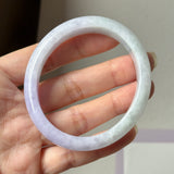 56.8mm A-Grade Natural Lavender Green Jadeite Modern Oval Bangle No.152061