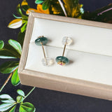 SOLD OUT: Icy A-Grade Natural Deep Indigo Jadeite Donut Peranakan Tile Stud Earrings No. 180940