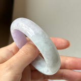 56.8mm A-Grade Natural Lavender Green Jadeite Modern Oval Bangle No.152061
