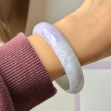 56.8mm A-Grade Natural Lavender Green Jadeite Modern Oval Bangle No.152061