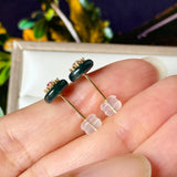 SOLD OUT: Icy A-Grade Natural Deep Indigo Jadeite Donut Peranakan Tile Stud Earrings No. 180940