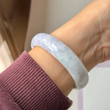 56.8mm A-Grade Natural Lavender Green Jadeite Modern Oval Bangle No.152061