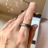 18.9mm A-Grade Natural Black Yellow Jadeite Ring Band No. 161759