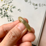18.9mm A-Grade Natural Yellow Black Jadeite Ring Band No. 161734