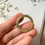 18.9mm A-Grade Natural Yellow Black Jadeite Ring Band No. 161734
