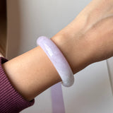 57.3mm A-Grade Natural Pinkish Lavender Jadeite Modern Oval Bangle No.152062