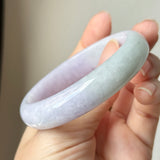 54.5mm A-Grade Natural Lavender Green Jadeite Modern Round Bangle No.152063
