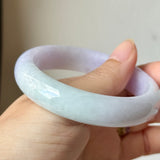 54.5mm A-Grade Natural Lavender Green Jadeite Modern Round Bangle No.152063