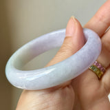 54.5mm A-Grade Natural Lavender Green Jadeite Modern Round Bangle No.152063