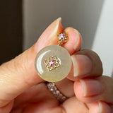 Icy A-Grade Natural Yellow Jadeite Donut Peranakan Tile Pendant No.172923