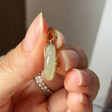 Icy A-Grade Natural Yellow Jadeite Donut Peranakan Tile Pendant No.172923