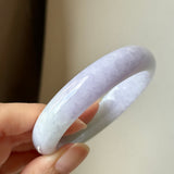54.5mm A-Grade Natural Lavender Green Jadeite Modern Round Bangle No.152063