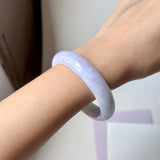 54.5mm A-Grade Natural Lavender Green Jadeite Modern Round Bangle No.152063