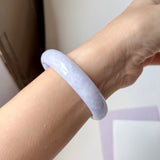54.5mm A-Grade Natural Lavender Green Jadeite Modern Round Bangle No.152063
