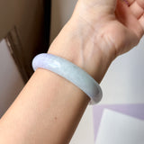 54.5mm A-Grade Natural Lavender Green Jadeite Modern Round Bangle No.152063