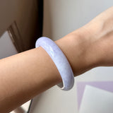 54.5mm A-Grade Natural Lavender Green Jadeite Modern Round Bangle No.152063