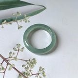 16mm A-Grade Natural Bluish Green Jadeite Abacus Ring Band No.220678