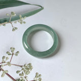 16mm A-Grade Natural Bluish Green Jadeite Abacus Ring Band No.220678