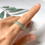 16mm A-Grade Natural Bluish Green Jadeite Abacus Ring Band No.220678