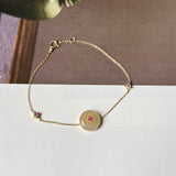 Icy A-Grade Natural Yellow Jadeite Donut Peranakan Tile Bracelet No.190502
