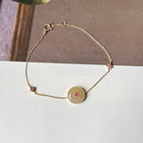 Icy A-Grade Natural Yellow Jadeite Donut Peranakan Tile Bracelet No.190502