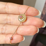 Icy A-Grade Natural Yellow Jadeite Donut Peranakan Tile Bracelet No.190502