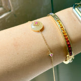 Icy A-Grade Natural Yellow Jadeite Donut Peranakan Tile Bracelet No.190502