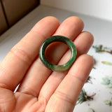 17.1mm A-Grade Natural Imperial Green Jadeite Abacus Ring Band No.161936