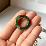 17.1mm A-Grade Natural Imperial Green Jadeite Abacus Ring Band No.161936