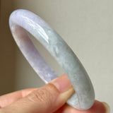 58.6mm A-Grade Natural Lavender Green Jadeite Modern Round Bangle No.152060