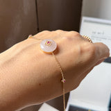 Icy A-Grade Natural Light Pink Jadeite Donut Peranakan Tile Bracelet No.190504