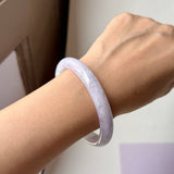 58.6mm A-Grade Natural Lavender Green Jadeite Modern Round Bangle No.152060