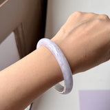 58.6mm A-Grade Natural Lavender Green Jadeite Modern Round Bangle No.152060