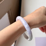 58.6mm A-Grade Natural Lavender Green Jadeite Modern Round Bangle No.152060
