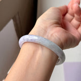 58.6mm A-Grade Natural Lavender Green Jadeite Modern Round Bangle No.152060