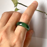 SOLD OUT: 17.1mm A-Grade Natural Imperial Green Jadeite Abacus Ring Band No.161936